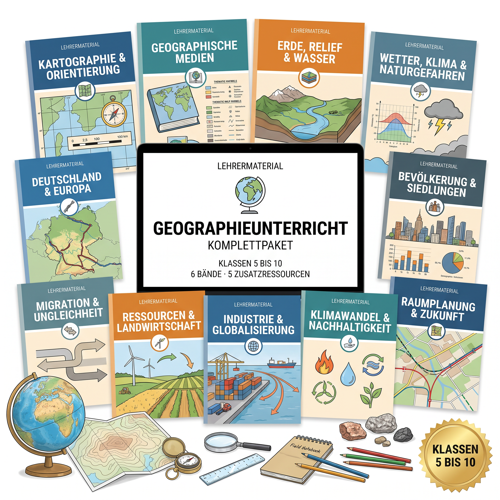 Geographieunterricht Komplettpaket für Klassen 5 bis 10
