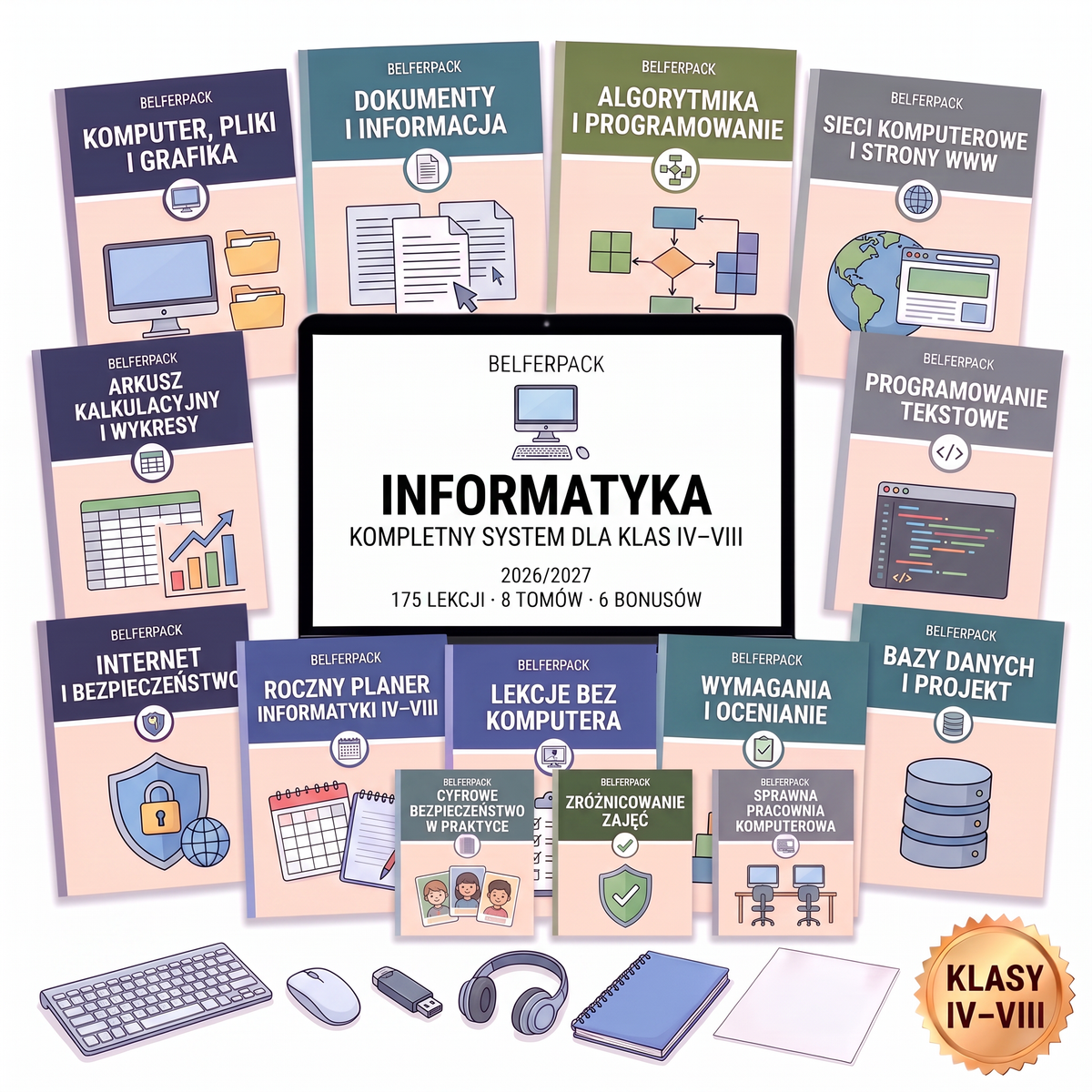 BelferPack: Informatyka - kompletny system dla klas IV-VIII: 175 lekcji, 8 tomów, 6 bonusów